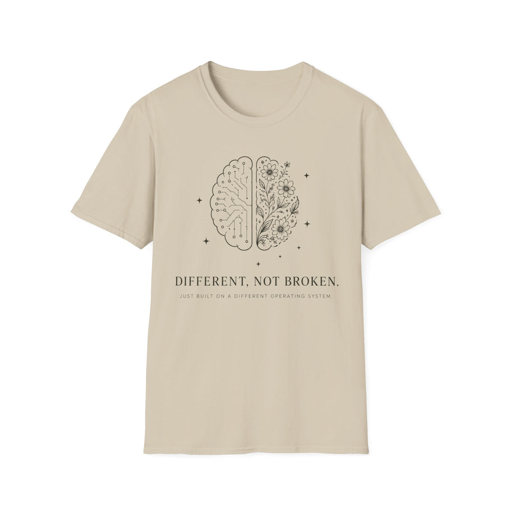 T-Shirt — Different, Not Broken Floral & Circuit Design