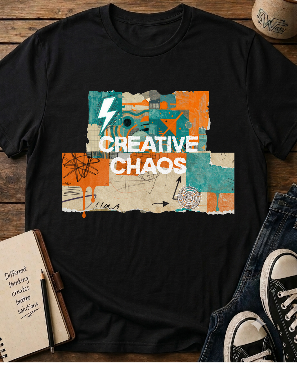 Creative Chaos — Vintage Collage Graphic T-Shirt