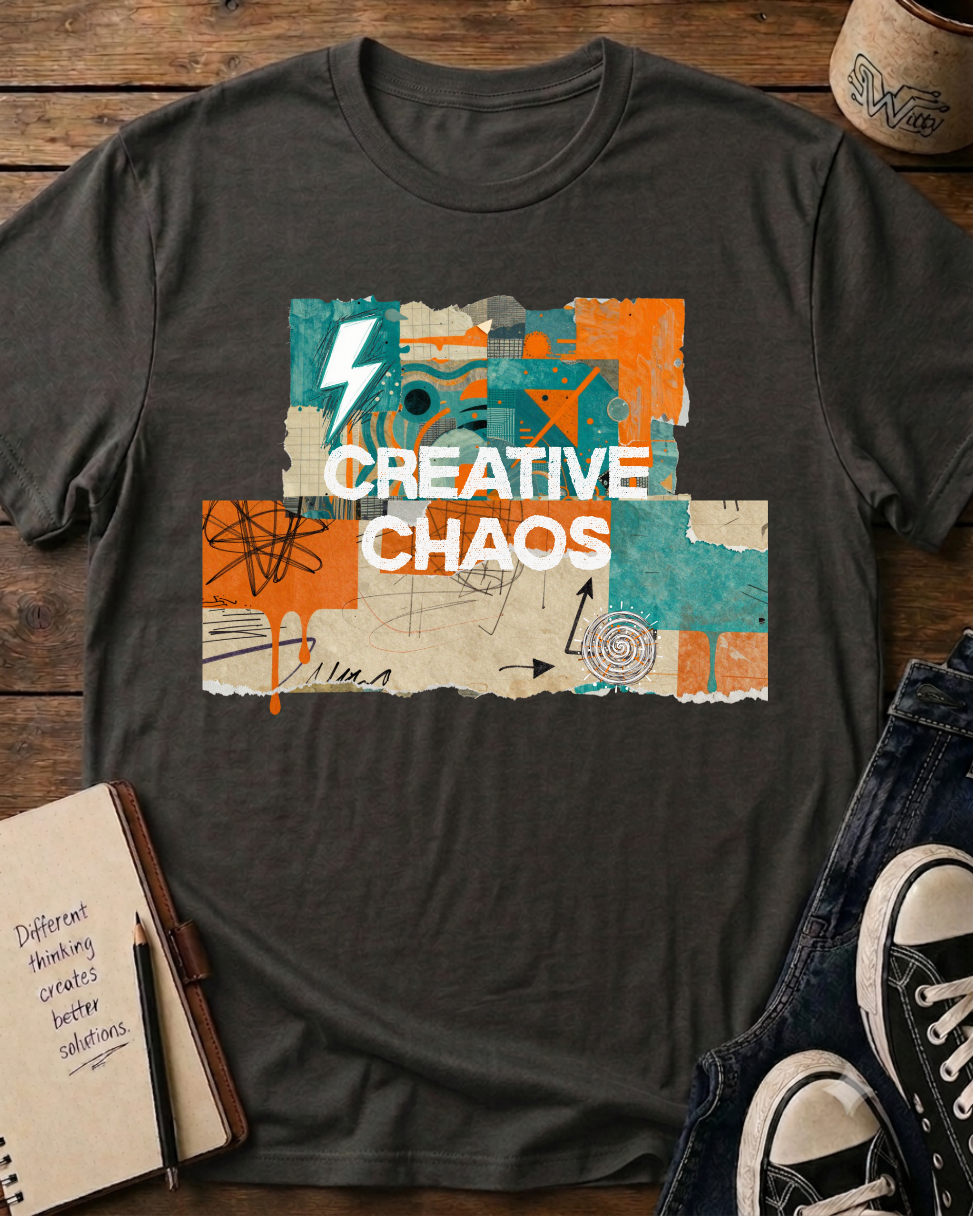 Creative Chaos — Vintage Collage Graphic T-Shirt
