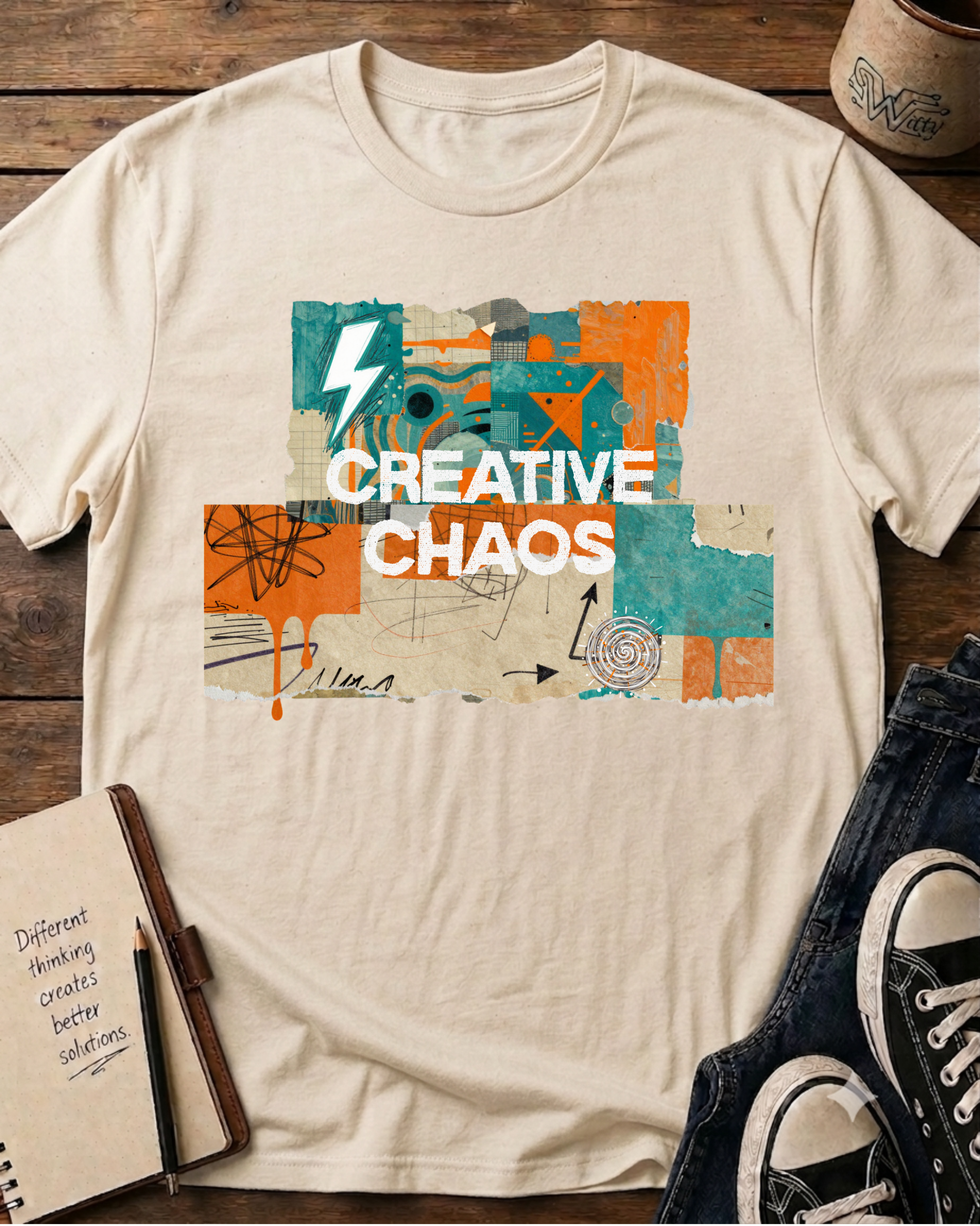 Creative Chaos — Vintage Collage Graphic T-Shirt