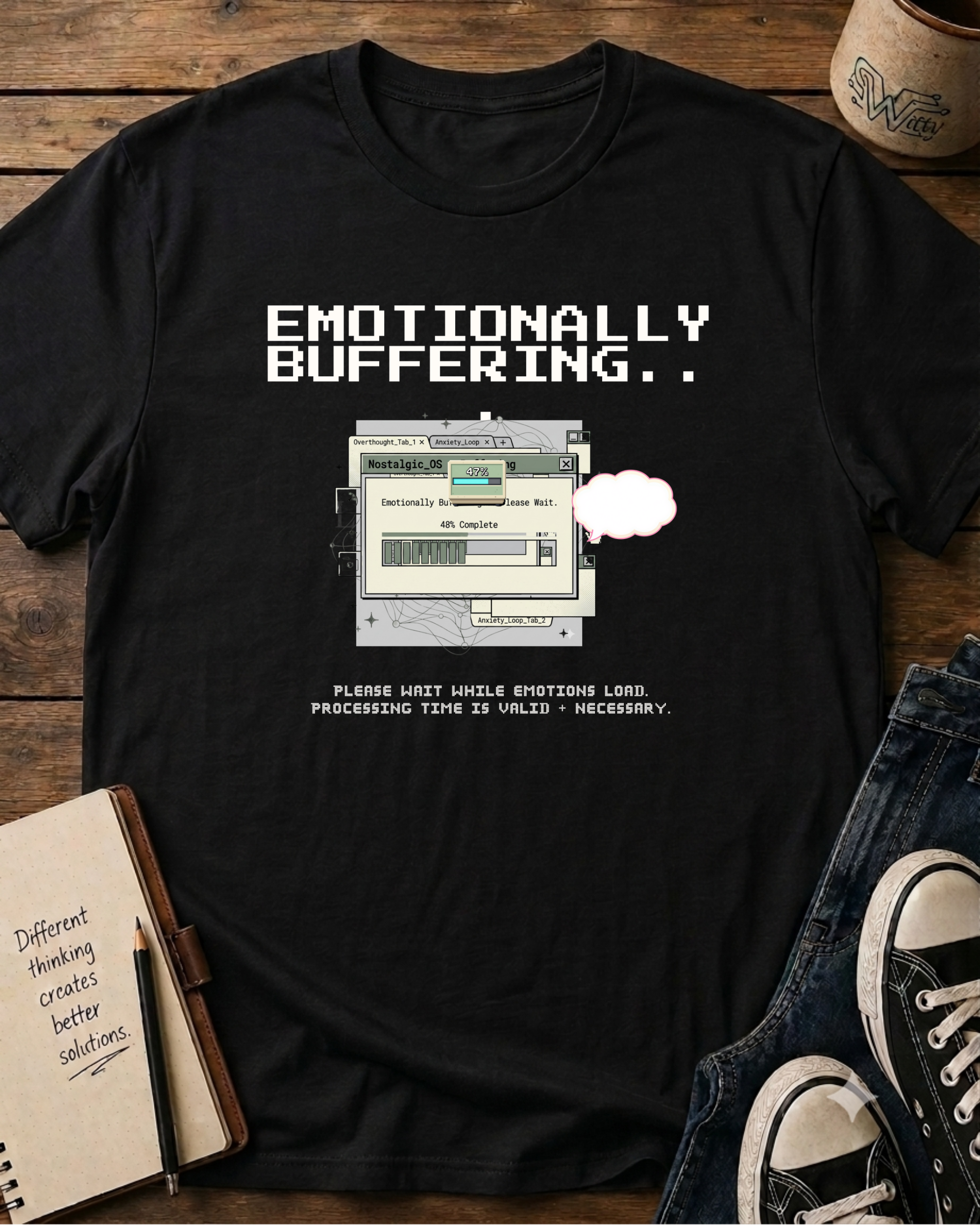 Retro Computer Aesthetic Mental Health Graphic Shirt