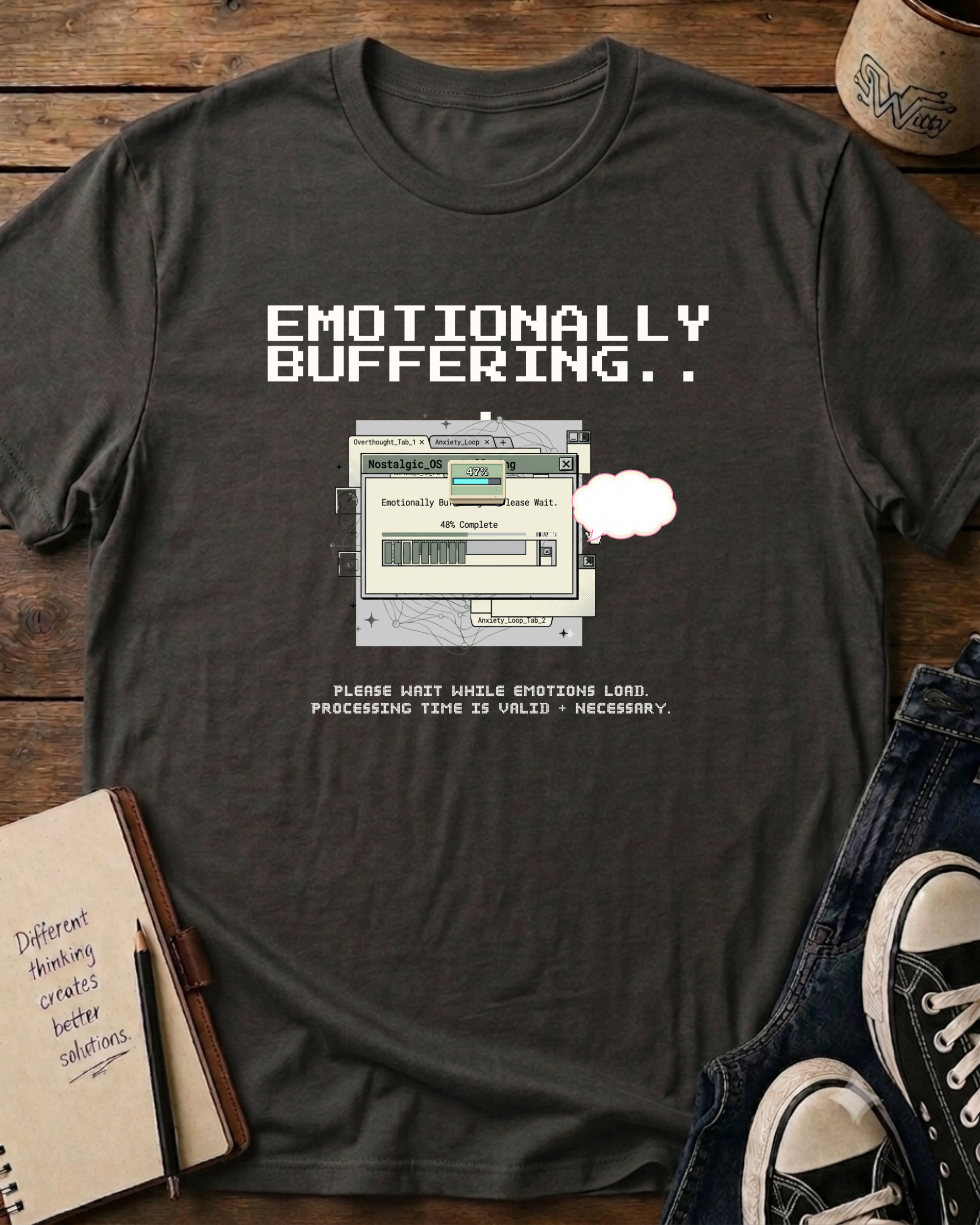 Retro Computer Aesthetic Mental Health Graphic Shirt