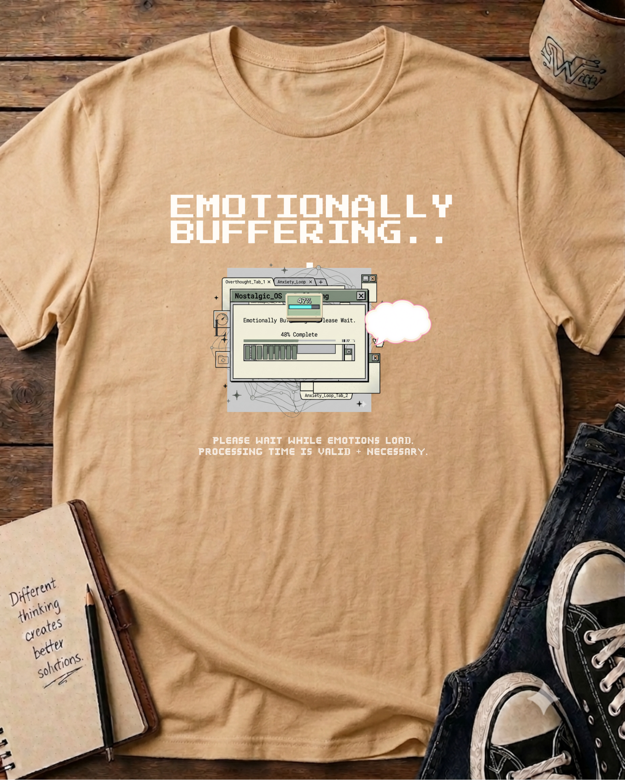 Retro Computer Aesthetic Mental Health Graphic Shirt