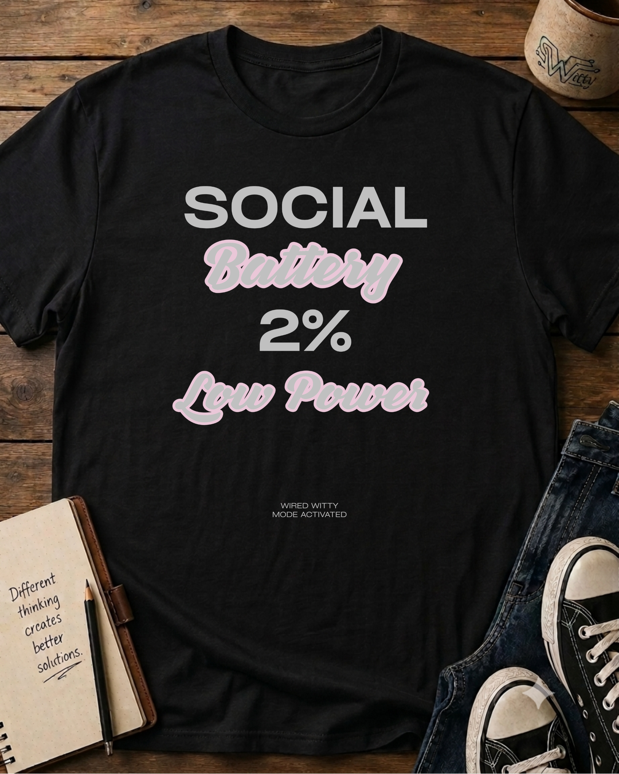 Social Battery 2% Low Power T-Shirt