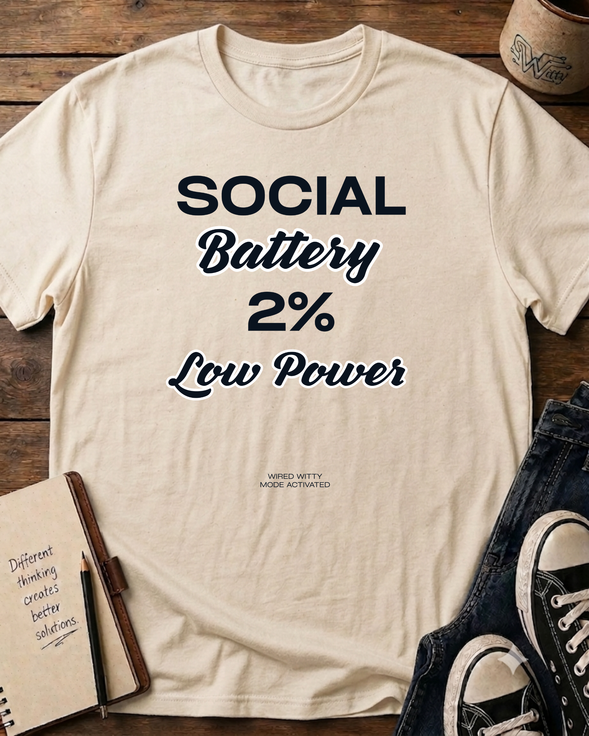 Social Battery 2% Low Power T-Shirt