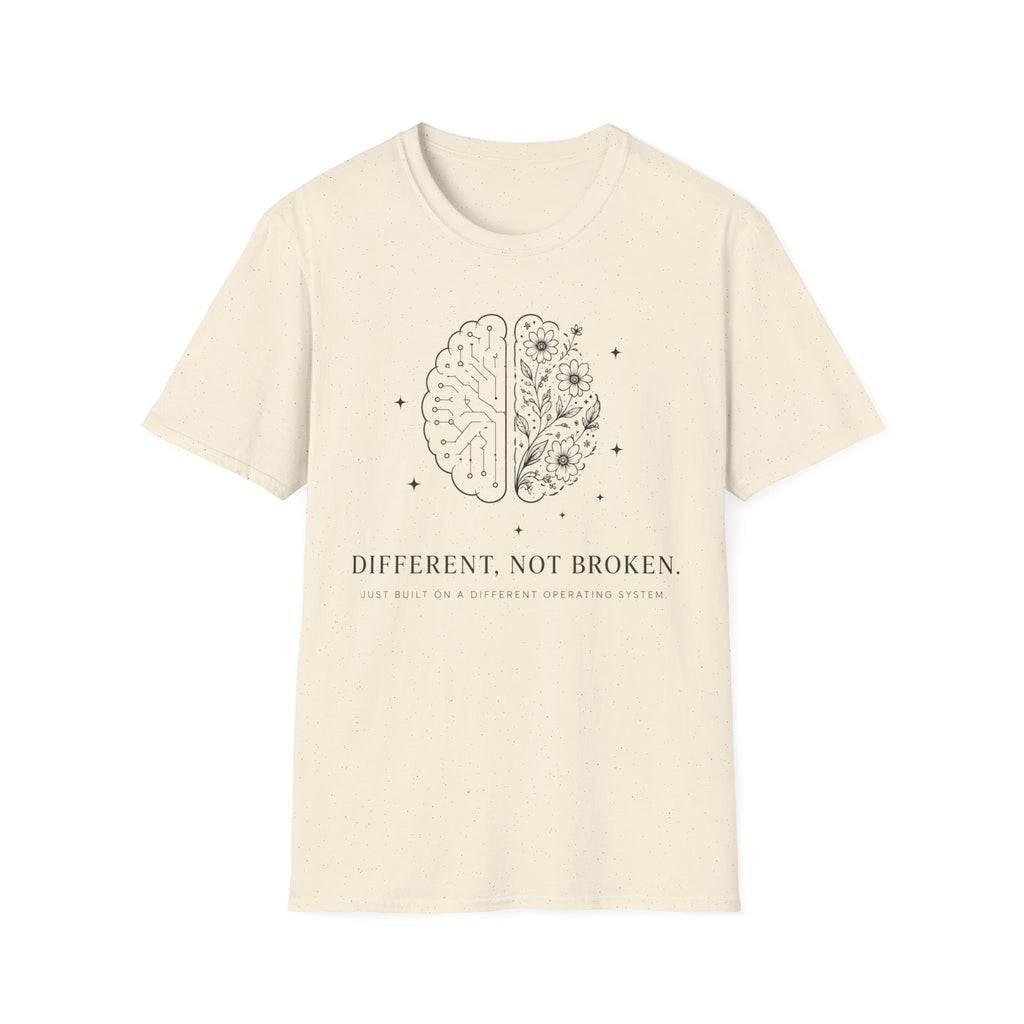 T-Shirt — Different, Not Broken Floral & Circuit Design