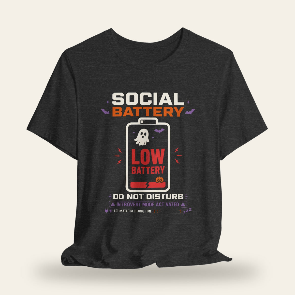 Halloween Social Battery Low Ghost T-Shirt