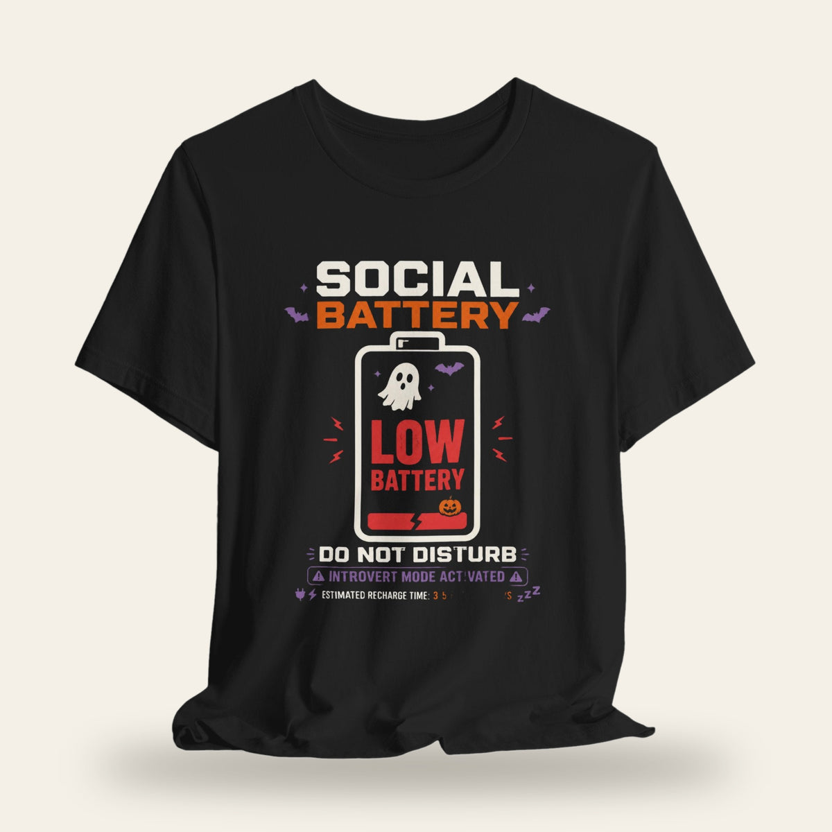 Halloween Social Battery Low Ghost T-Shirt