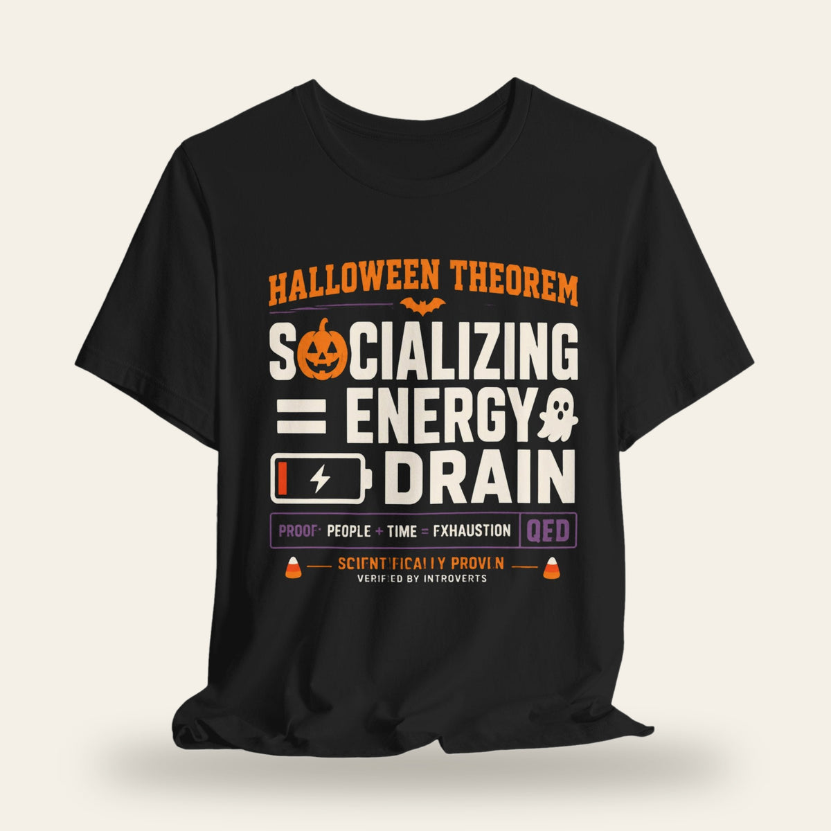 Halloween Theorem Socializing = Energy Drain T-Shirt