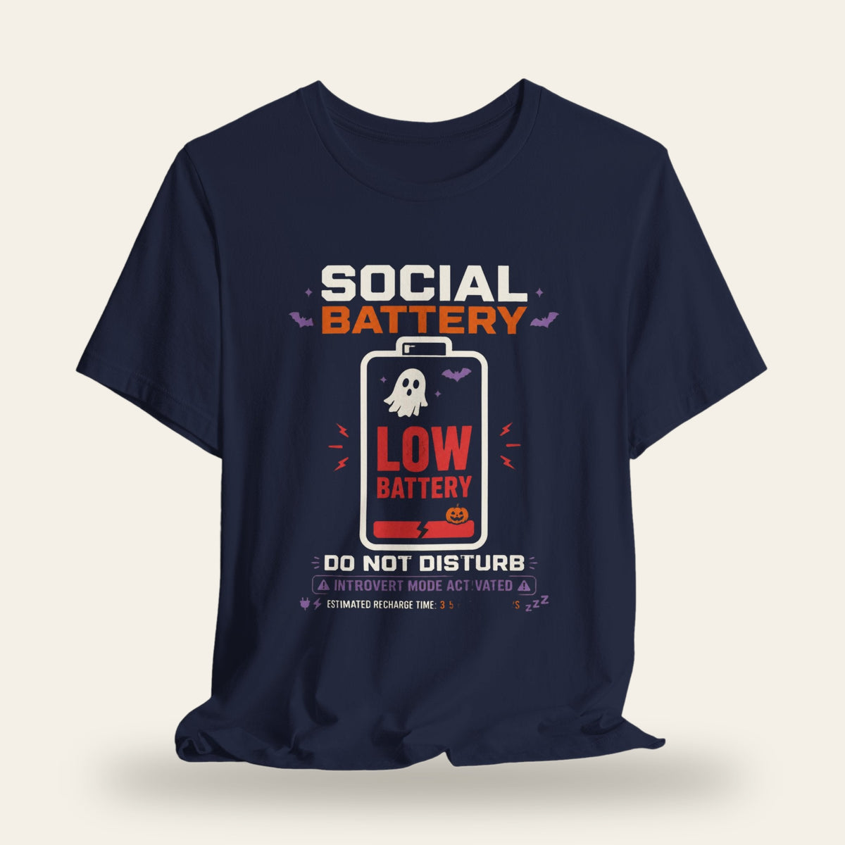 Halloween Social Battery Low Ghost T-Shirt