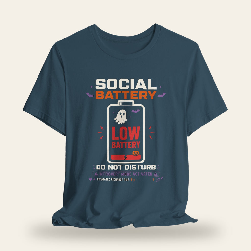 Halloween Social Battery Low Ghost T-Shirt